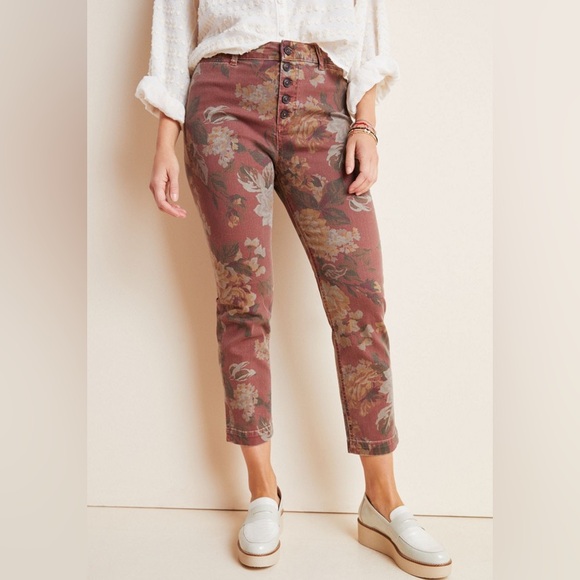 Anthropologie Pilcro Hi-Rise Slim Floral Patterned Jeans, Size 29 - Picture 1 of 4